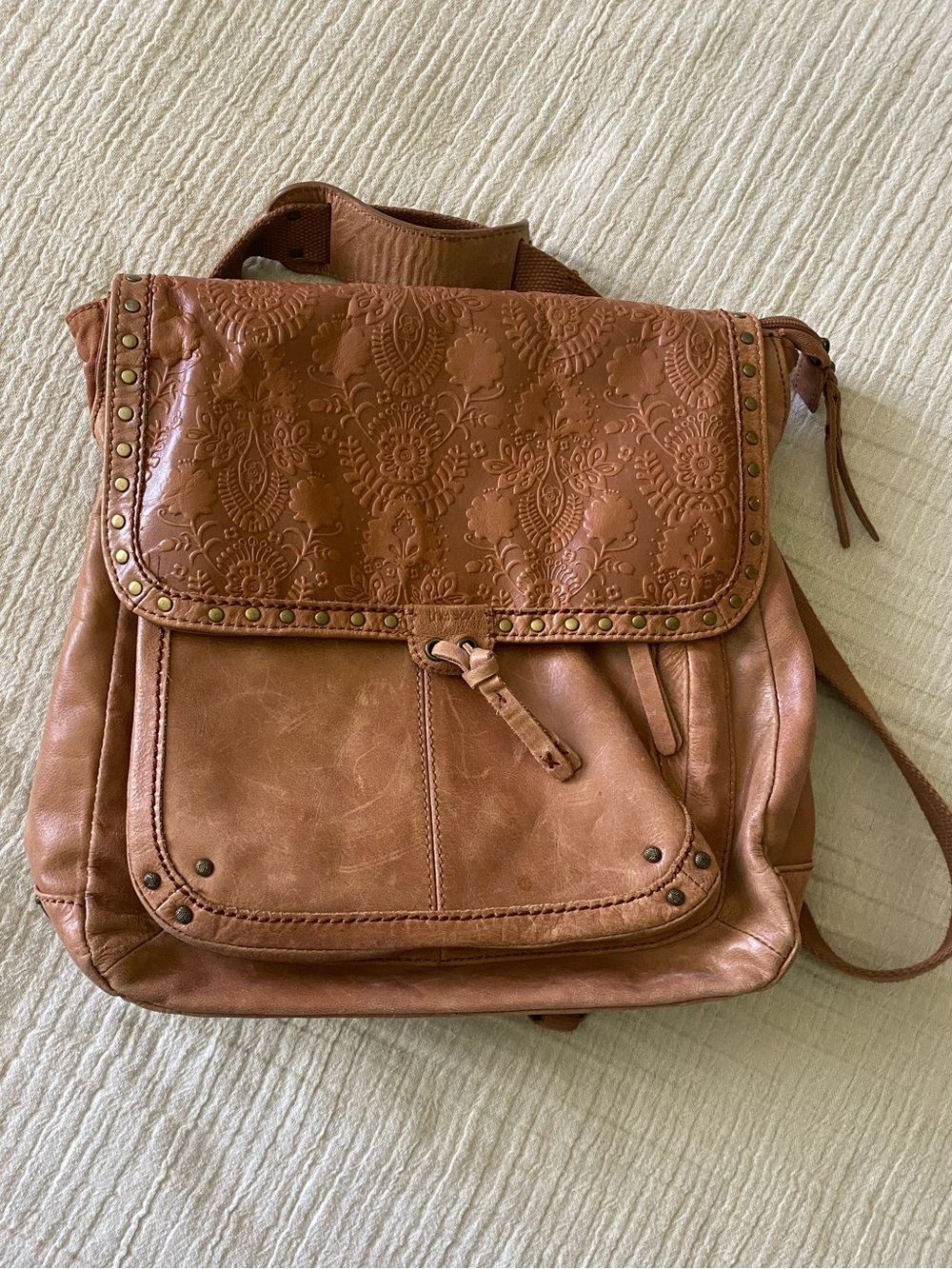 TheSak Embossed Flap Crossbody Backpack - Brown